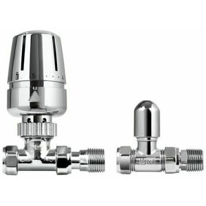 Center 15mm Straight TRV Thermostatic Radiator Valve & L/Shield CHROME Center 15mm Straight TRV Thermostatic Radiator Valve & L/Shield CHROME