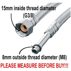 Flexitaly 100cm Long M8 x 3/8" BSP Flexible Tap Connector Faucet Hose Flexitaly 100cm Long M8 x 3/8" BSP Flexible Tap Connector Faucet Hose