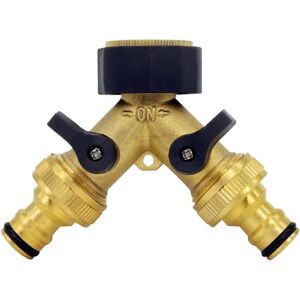 Unbranded Solid Brass 2-Way Garden Hose Diverter with Individual On/Off Valves, 3/4 BSP, L Unbranded Solid Brass 2-Way Garden Hose Diverter with Individual On/Off Valves, 3/4 BSP, L