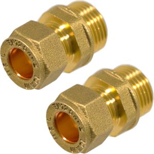 SPARES2GO Compression Connector 10mm x 3/8" BSP Male Straight Brass Pipe Coupler Adaptor F SPARES2GO Compression Connector 10mm x 3/8" BSP Male Straight Brass Pipe Coupler Adaptor F