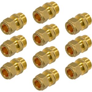 SPARES2GO Compression Connector 10mm x 3/8" BSP Male Straight Brass Pipe Coupler Adaptor F SPARES2GO Compression Connector 10mm x 3/8" BSP Male Straight Brass Pipe Coupler Adaptor F