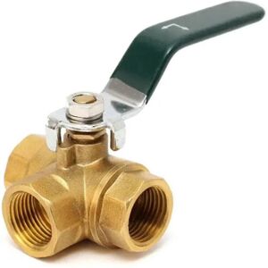 Unbranded Fixed brass ball valve, 3-way, full L-port, 1/2" DN15 threaded connector, 1 piec Unbranded Fixed brass ball valve, 3-way, full L-port, 1/2" DN15 threaded connector, 1 piec