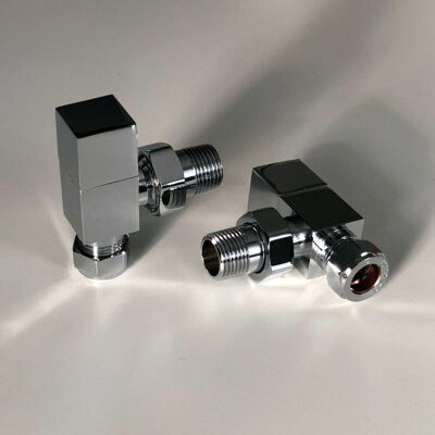 Greenedhouse TEES Angled Square Chrome Central Heating Radiator, Towel Rail Valve 1/2" - 15mm Greenedhouse TEES Angled Square Chrome Central Heating Radiator, Towel Rail Valve 1/2" - 15mm