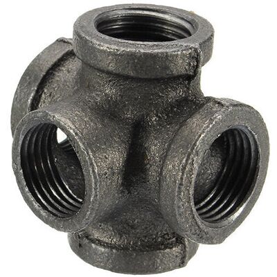GreenZech (1 Inch) 1/2" 3/4" 1" 5 Way Pipe Fitting Malleable Iron Black Outlet Cross Femal GreenZech (1 Inch) 1/2" 3/4" 1" 5 Way Pipe Fitting Malleable Iron Black Outlet Cross Femal