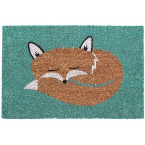 Premier Housewares Fox Doormat, PVC Backed Coir, Teal/Natural Premier Housewares Fox Doormat, PVC Backed Coir, Teal/Natural