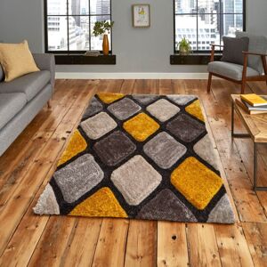 Think Rugs (120x170cm) Noble House Rugs NH9247 Grey Yellow Textured 3D Effect Hand Carved G Think Rugs (120x170cm) Noble House Rugs NH9247 Grey Yellow Textured 3D Effect Hand Carved G