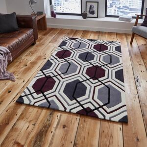 Think Rugs (120x170cm) Hong Kong HK 7526 Modern Pattern Rugs in Cream Dark Purple Geometric Think Rugs (120x170cm) Hong Kong HK 7526 Modern Pattern Rugs in Cream Dark Purple Geometric