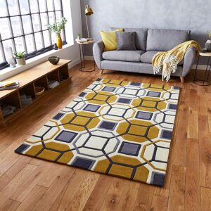 Think Rugs (120x170cm) Hong Kong Rugs HK9238 in Ivory Yellow Geometric Soft Acrylic Mats Think Rugs (120x170cm) Hong Kong Rugs HK9238 in Ivory Yellow Geometric Soft Acrylic Mats