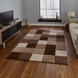 Think Rugs (160x220cm) Brooklyn 646 Modern Rugs in Squares of Beige and Brown Thick Soft Ma Think Rugs (160x220cm) Brooklyn 646 Modern Rugs in Squares of Beige and Brown Thick Soft Ma