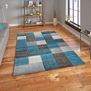 Think Rugs Brooklyn 646 Blue Grey Rug - Modern 160x220cm Square Thick Soft Mat Think Rugs Brooklyn 646 Blue Grey Rug - Modern 160x220cm Square Thick Soft Mat
