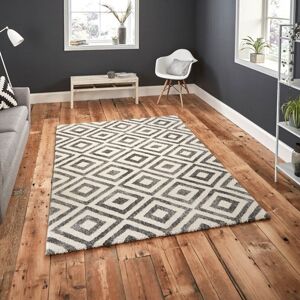 Think Rugs (160x220cm) Elegant Geometric Pattern Rugs 4893 in Grey and White Thick Soft Mat Think Rugs (160x220cm) Elegant Geometric Pattern Rugs 4893 in Grey and White Thick Soft Mat