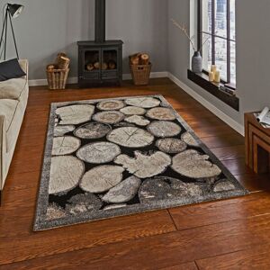 Think Rugs (160x220cm) Woodland Rugs 4626 in Cream and Grey Printed Powerloomed Mats Think Rugs (160x220cm) Woodland Rugs 4626 in Cream and Grey Printed Powerloomed Mats