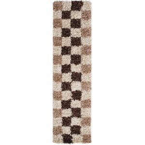 Think Rugs Vista Shaggy Hallway Runners 2247 Check Beige Brown Thick Soft High Pile Mats 60 Think Rugs Vista Shaggy Hallway Runners 2247 Check Beige Brown Thick Soft High Pile Mats 60