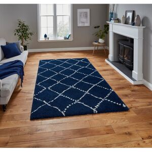 Think Rugs (120x170cm) Modern Royal Nomadic 5413 Rugs in Navy Blue Shaggy Thick Soft Carpet Think Rugs (120x170cm) Modern Royal Nomadic 5413 Rugs in Navy Blue Shaggy Thick Soft Carpet