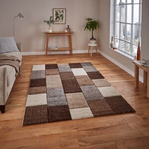 Think Rugs (200x290cm) Brooklyn Modern Rugs 21830 in Square Patchwork Beige and Grey Thick Think Rugs (200x290cm) Brooklyn Modern Rugs 21830 in Square Patchwork Beige and Grey Thick