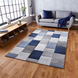 Think Rugs (200x290cm) Brooklyn Modern Rugs 21830 in Square Patchwork Grey Blue Thick Soft Think Rugs (200x290cm) Brooklyn Modern Rugs 21830 in Square Patchwork Grey Blue Thick Soft