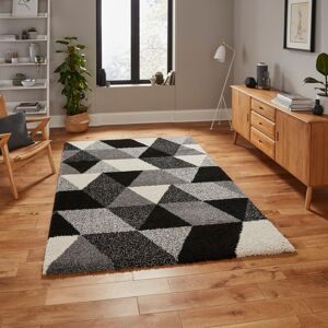 Think Rugs Royal Nomadic 7611 Black White Shaggy Rug - Rug Think Rugs Royal Nomadic 7611 Black White Shaggy Rug - Rug