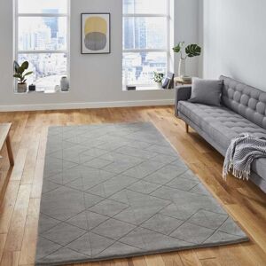 Think Rugs (150x230cm) Modern Kasbah KB2025 Geometric Wool Rugs in Grey Soft Hand Made Mats Think Rugs (150x230cm) Modern Kasbah KB2025 Geometric Wool Rugs in Grey Soft Hand Made Mats