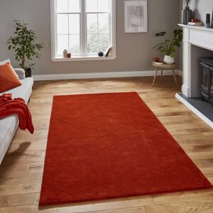 Think Rugs (120x170cm) Modern Kasbah KB2025 Geometric Wool Rugs in Terracotta Orange Soft H Think Rugs (120x170cm) Modern Kasbah KB2025 Geometric Wool Rugs in Terracotta Orange Soft H