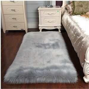 Living And Home Rectangle Grey Faux Fur Sheepskin Non Slip Fluffy Floor Rugs, 60x90CM Living And Home Rectangle Grey Faux Fur Sheepskin Non Slip Fluffy Floor Rugs, 60x90CM