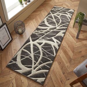 ORIENTAL WEAVERS (1. 57E Abstract - Grey, Hallway Runner : 60 x 230 cm) Modern Geometric Floral A ORIENTAL WEAVERS (1. 57E Abstract - Grey, Hallway Runner : 60 x 230 cm) Modern Geometric Floral A