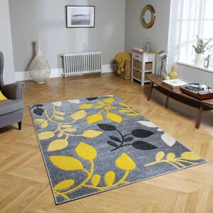ORIENTAL WEAVERS (14. 1096 1 Floral - Grey / Yellow, 80 x 150 cm) Modern Geometric Floral Abstrac ORIENTAL WEAVERS (14. 1096 1 Floral - Grey / Yellow, 80 x 150 cm) Modern Geometric Floral Abstrac