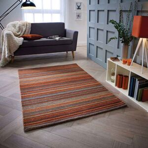 ORIENTAL WEAVERS (RUST, 120 x 170 cm) Modern Multi Coloured 100% Wool Rugs Stripe Line Design Sm ORIENTAL WEAVERS (RUST, 120 x 170 cm) Modern Multi Coloured 100% Wool Rugs Stripe Line Design Sm