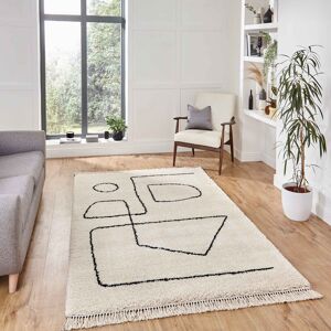 Think Rugs (White, 160 x 220 cm) Moroccan Design Shaggy Rug Abstract Tribal Large 5cm Thick Think Rugs (White, 160 x 220 cm) Moroccan Design Shaggy Rug Abstract Tribal Large 5cm Thick