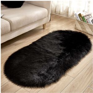 KELUOFU (black) 40*60CM Faux Fur Fluffy Anti-Skid Area Rug Oval Floor Carpet Bedroom Flo KELUOFU (black) 40*60CM Faux Fur Fluffy Anti-Skid Area Rug Oval Floor Carpet Bedroom Flo
