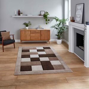 (Beige, 160 x 220 cm) Think Rugs Brooklyn BRK04 Box Checkers Geometric Rugs Mult (Beige, 160 x 220 cm) Think Rugs Brooklyn BRK04 Box Checkers Geometric Rugs Mult