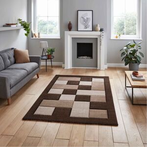 (Brown / Beige, 80 x 150 cm) Think Rugs Brooklyn BRK04 Box Checkers Geometric Ru (Brown / Beige, 80 x 150 cm) Think Rugs Brooklyn BRK04 Box Checkers Geometric Ru