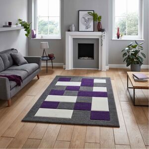 (Grey / Purple, 120 x 170 cm) Think Rugs Brooklyn BRK04 Box Checkers Geometric R (Grey / Purple, 120 x 170 cm) Think Rugs Brooklyn BRK04 Box Checkers Geometric R