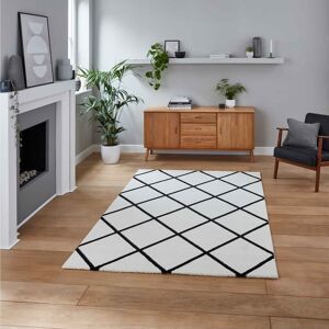 Think Rugs (Cream/Black, 120 x 170 cm) Modern Geometric Diamond Rugs Small Large Bedroom Li Think Rugs (Cream/Black, 120 x 170 cm) Modern Geometric Diamond Rugs Small Large Bedroom Li