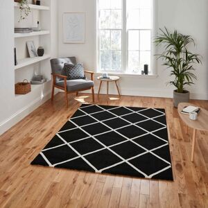 Think Rugs (Black/White, 120 x 170 cm) Modern Geometric Diamond Rugs Small Large Bedroom Li Think Rugs (Black/White, 120 x 170 cm) Modern Geometric Diamond Rugs Small Large Bedroom Li