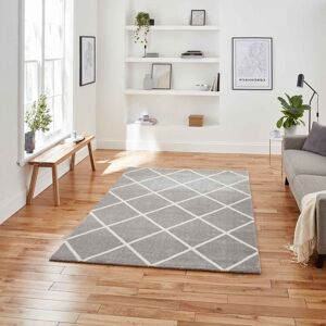 Think Rugs (Grey/Cream, 160 x 220 cm) Modern Geometric Diamond Rugs Small Large Bedroom Liv Think Rugs (Grey/Cream, 160 x 220 cm) Modern Geometric Diamond Rugs Small Large Bedroom Liv