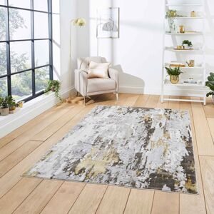 Think Rugs (Gold / Grey, 160 x 220 cm) Silver Grey Faded Distressed Rugs Bedroom Living Roo Think Rugs (Gold / Grey, 160 x 220 cm) Silver Grey Faded Distressed Rugs Bedroom Living Roo