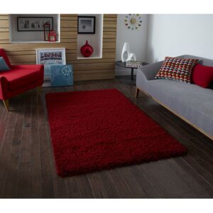 Think Rugs (Red, 120cm x 170cm) Vista Plain Shaggy Pile Rug Machine Made Polypropylene Floo Think Rugs (Red, 120cm x 170cm) Vista Plain Shaggy Pile Rug Machine Made Polypropylene Floo