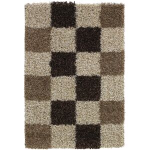 Think Rugs (120cm x 170cm) Vista Shaggy Pile Checked Rug Polypropylene Floor Mat (Beige) Think Rugs (120cm x 170cm) Vista Shaggy Pile Checked Rug Polypropylene Floor Mat (Beige)
