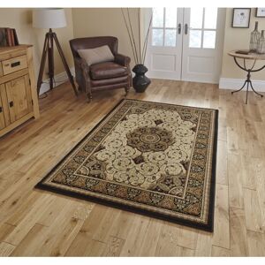 Think Rugs (Black, 120cm x 170cm) Heritage Classic Floral Swirl Pattern Rug Wool Look Pile Think Rugs (Black, 120cm x 170cm) Heritage Classic Floral Swirl Pattern Rug Wool Look Pile