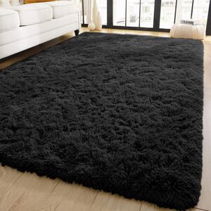 Oxford Homeware (120 cm x 170 cm (4ft x 5ft 8")-Living Room Rugs, Black) Non Slip Shaggy Large R Oxford Homeware (120 cm x 170 cm (4ft x 5ft 8")-Living Room Rugs, Black) Non Slip Shaggy Large R