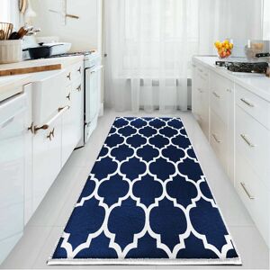 SUPREME BEDDING LTD (AVA NAVY, 80cm x 300 cm (2 ft 6 in x 10 ft)- Large Runner Rug) Non Slip Area Ru SUPREME BEDDING LTD (AVA NAVY, 80cm x 300 cm (2 ft 6 in x 10 ft)- Large Runner Rug) Non Slip Area Ru