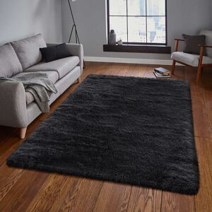 Oxford Homeware (160 cm x 230 cm (5ft 4 in x 7ft 8 in)-Bedroom Carpets, Black) Non Slip Shaggy L Oxford Homeware (160 cm x 230 cm (5ft 4 in x 7ft 8 in)-Bedroom Carpets, Black) Non Slip Shaggy L