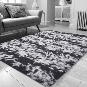 ASPIRE HOMEWARE (Black Grey/ Charcoal Grey, 120X170) Shaggy Non Slip Rugs Living Room Area Carpe ASPIRE HOMEWARE (Black Grey/ Charcoal Grey, 120X170) Shaggy Non Slip Rugs Living Room Area Carpe