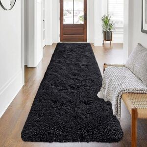 Oxford Homeware (80 x 300 cm (2 ft 6 in x 10 ft), Black) Non Slip Shaggy Runner Rug Kitchen Hall Oxford Homeware (80 x 300 cm (2 ft 6 in x 10 ft), Black) Non Slip Shaggy Runner Rug Kitchen Hall