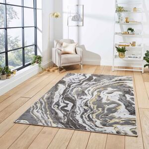 Think Rugs (Grey / Gold, 160 x 220 cm) Modern Oil Spill Look Grey Abstract Distressed Faded Think Rugs (Grey / Gold, 160 x 220 cm) Modern Oil Spill Look Grey Abstract Distressed Faded