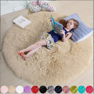 XYLFLY (beige, 120X120cm) Round Floor Rug Plush Fluffy Area Carpet Bedroom Living Room XYLFLY (beige, 120X120cm) Round Floor Rug Plush Fluffy Area Carpet Bedroom Living Room