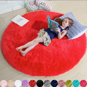 XYLFLY (red, 40X40cm) Round Floor Rug Plush Fluffy Area Carpet Bedroom Living Room Mat XYLFLY (red, 40X40cm) Round Floor Rug Plush Fluffy Area Carpet Bedroom Living Room Mat
