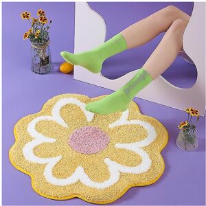 Unbranded (Yellow) Flower Round Rug Super Soft Flocking Plush Floor Rug Living Room Non Sl Unbranded (Yellow) Flower Round Rug Super Soft Flocking Plush Floor Rug Living Room Non Sl