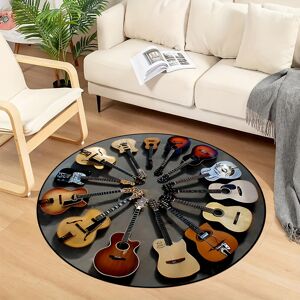XYLFLY (80cm/31inch) 1pc Round Guitar Pattern Area Rug, Non-slip Round Carpet For Livin XYLFLY (80cm/31inch) 1pc Round Guitar Pattern Area Rug, Non-slip Round Carpet For Livin