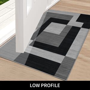 SUPREME BEDDING LTD (MILO BLACK GREY, 40cm x 60cm ( 1 ft 4" x 2 ft)- Small Door Mat) Non Slip Area R SUPREME BEDDING LTD (MILO BLACK GREY, 40cm x 60cm ( 1 ft 4" x 2 ft)- Small Door Mat) Non Slip Area R
